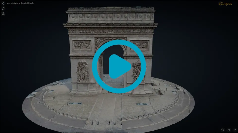 Photogrammetry of the Arc de Triomphe de l'Étoile, produced by the Centre des Monuments Nationaux and displayed on eCorpus with the participation of the Huma-Num consortium