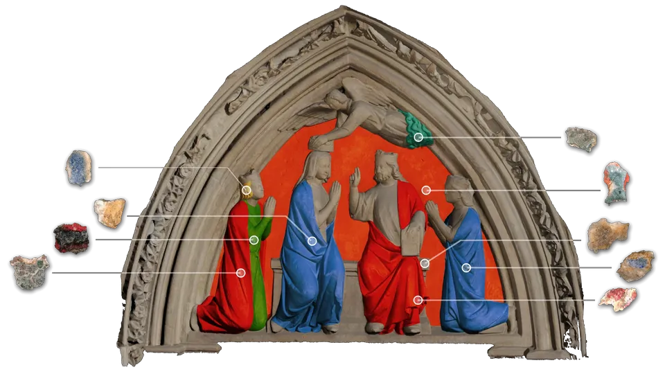 Tympanum of the Red Door with color hypotheses