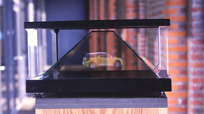 The Prism is an holographic showcase that enables you to display holograms <b>visible over 360°</b> in its glass pyramid. It is a great solution if you want to promote your product in a store or an exhibition, with an innovative 3D display.