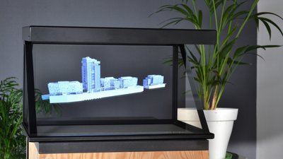 The Iris 22 is an holographic showcase that enables you to display visible holograms in a reduced space. It is a perfect solution if you want to promote your product in a store or an exhibition, with an innovative 3D display.