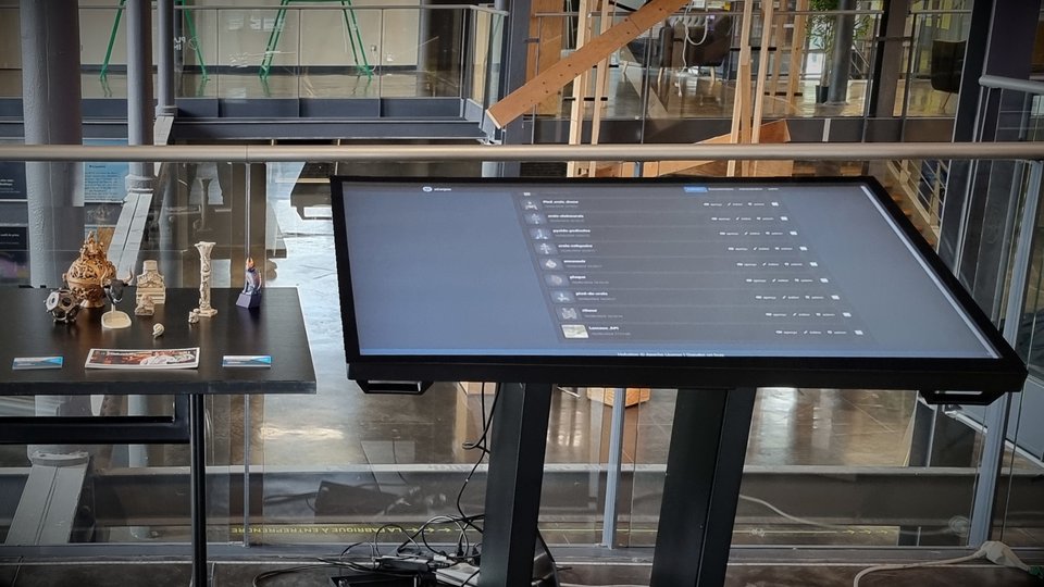 touch screens presenting a digitized collection