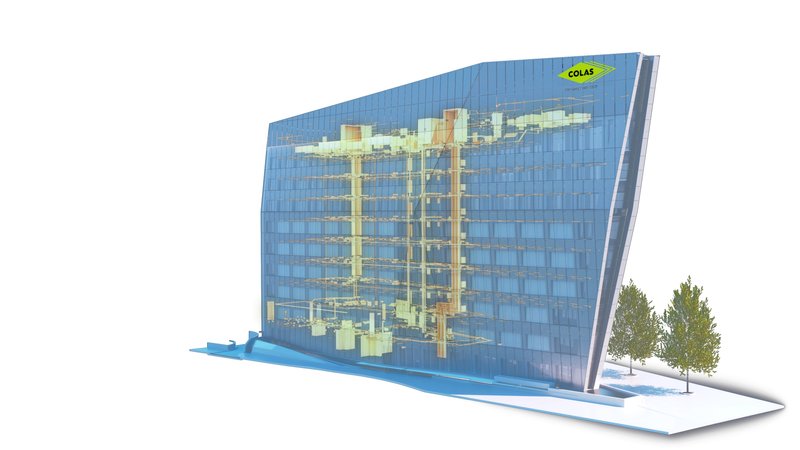 vue en transparence du réseau électrique d'un immeuble réalisée à partir d'un modèle BIM