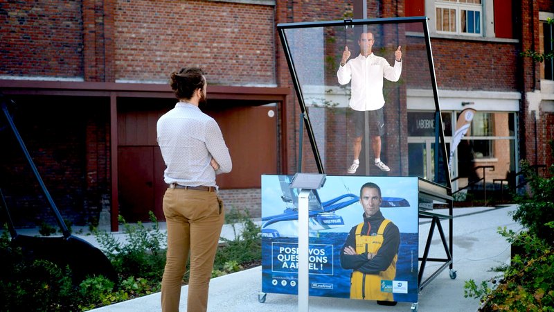 Life-size hologram interview device