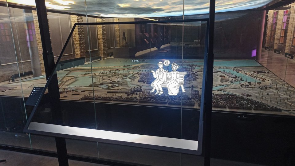 Illuminated interaction button installed at a project inauguration