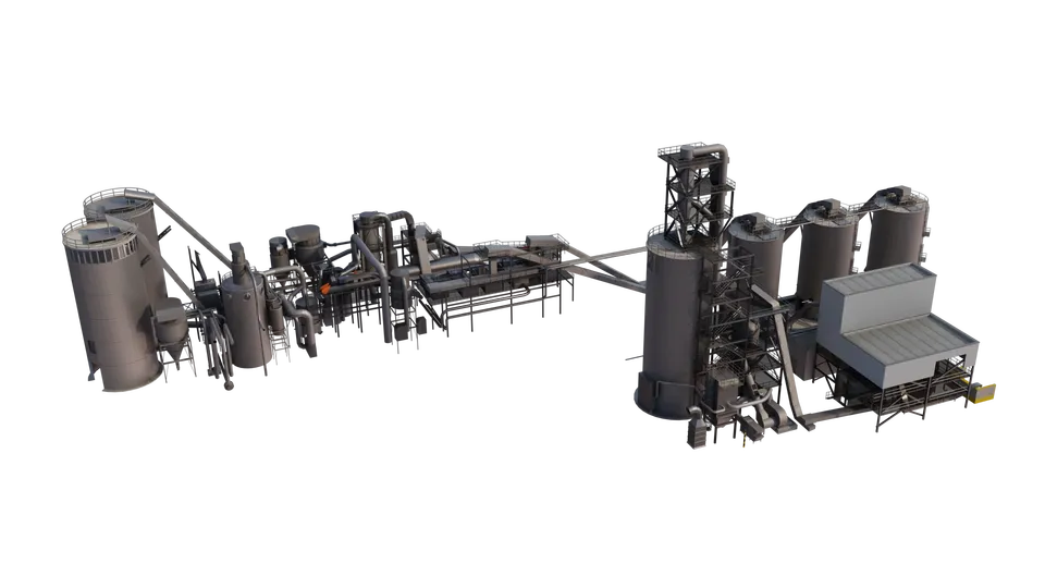 Model of a wood transformation factory made by Holusion